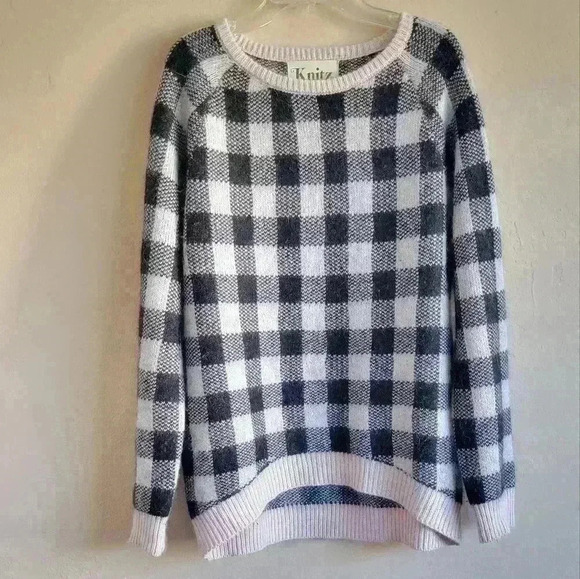 For Love and lemons knitz plaid angora blend fuzzy pullover sweater sz small - Picture 12 of 12